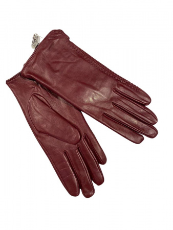 Перчатки женские кожаные подкладка из шерсти gloves burgundy